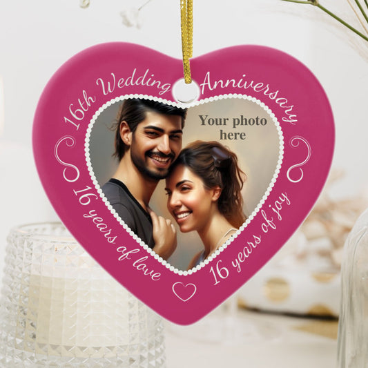 16Th Wedding Anniversary Photo Ceramic Ornament