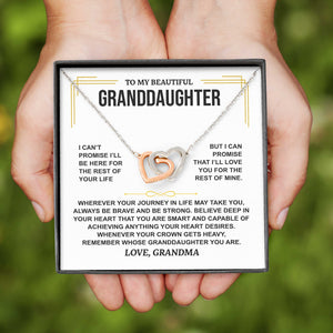 To My Granddaughter - Gold Vermeil Personalized Gift Set - Interlocking Hearts Necklace - Love, Grandma