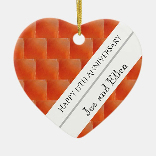 17Th Wedding Anniversary, Carnelian  Heart Ceramic Ornament