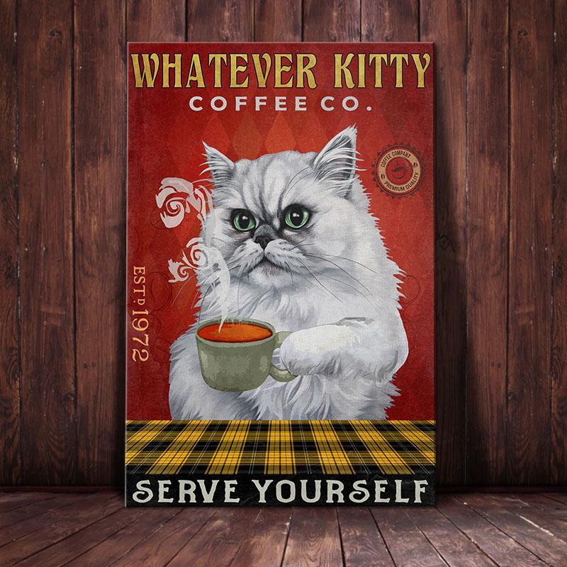Persian Cat Coffee Company Canvas Wall Art, Wall Decor Visual Art
