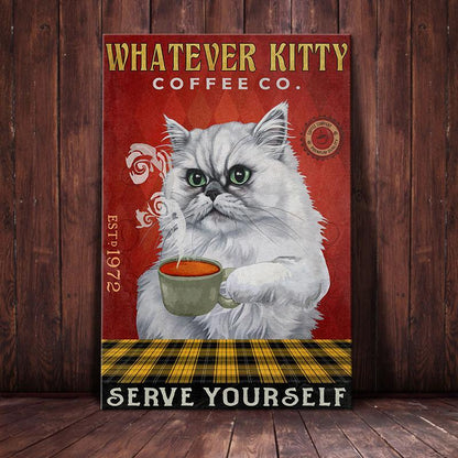 Persian Cat Coffee Company Canvas Wall Art, Wall Decor Visual Art
