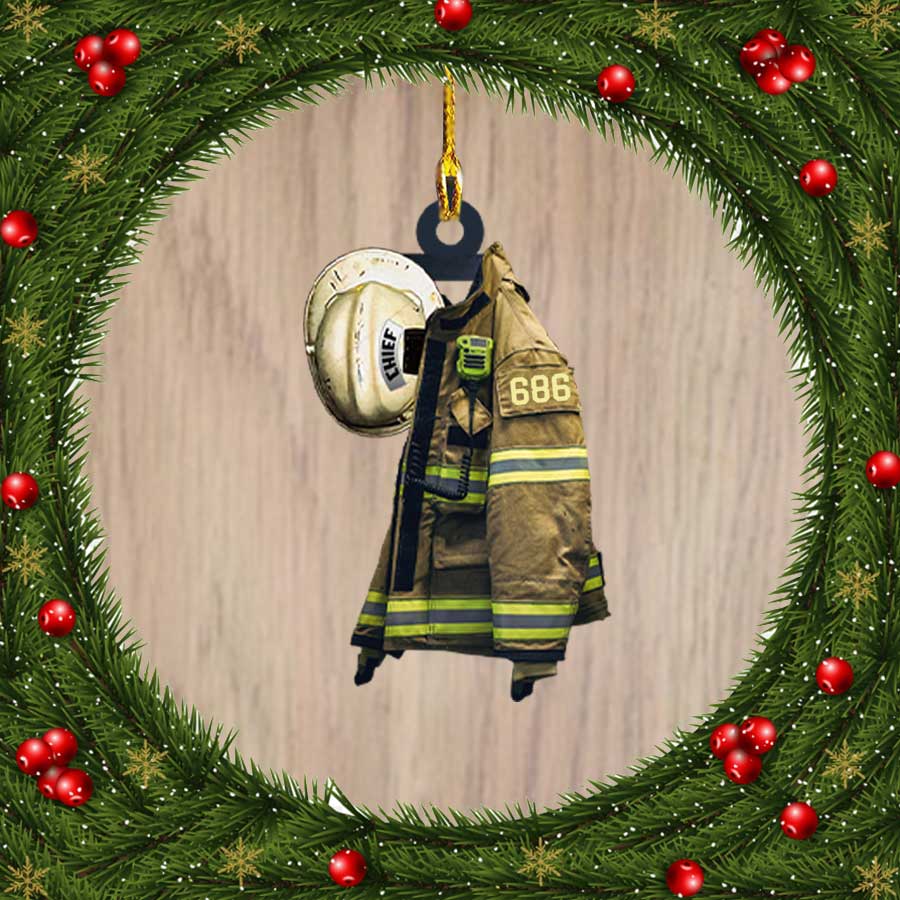 Ornament - Firefighter Shaped Ornament - Firefighter Gift - Firefight Christmas Day Hanger Decor, Custom Shaped Flat Ornament Christmas