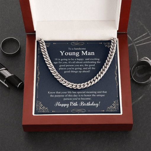 18th Birthday Gift For Son, 18th Birthday Present For Man, Personalized Gift for 18 Year Old Male, 18th Birthday Gift Boy, Cuban Link Chain Necklace - TGV