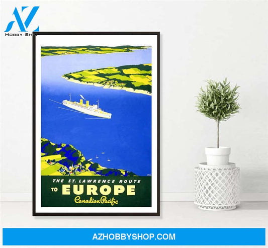1940 Canadian Pacific Lawrence To Europe Vintage Travel Canvas And Poster, Wall Decor Visual Art