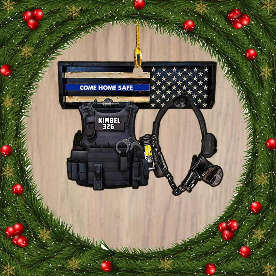 Ornament - Police Come Home Safe Shaped Ornament - Police Gift - Police Christmas Day Hanger Decor, Custom Shaped Flat Ornament Christmas