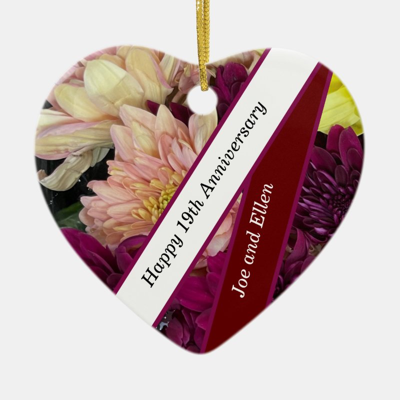 19Th Wedding Anniversary, Chrysanthemum    Ceramic Ornament