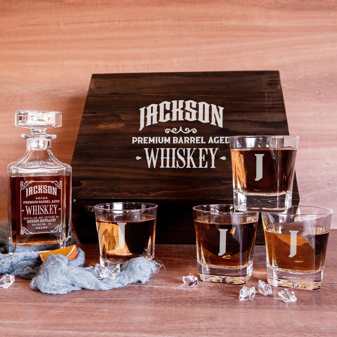 JACKSON Personalized Whiskey Decanter Set 6