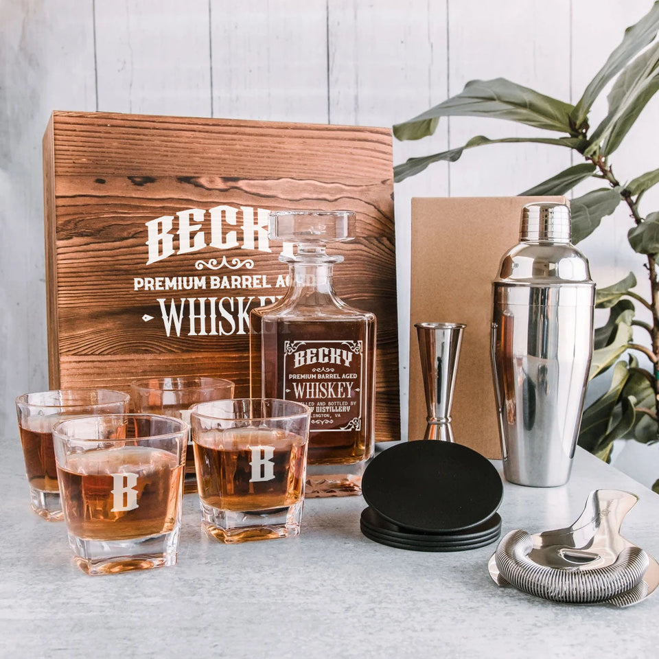 BECKY Personalized Whiskey Decanter Set 6