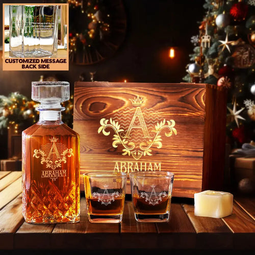 ABRAHAM Personalized Decanter Set, Premium Gift for Christmas to enjoy holiday spirit 5