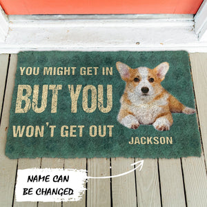 3D You Might Get In But You Wont Get Out Pembroke Welsh Corgis Dog Doormat