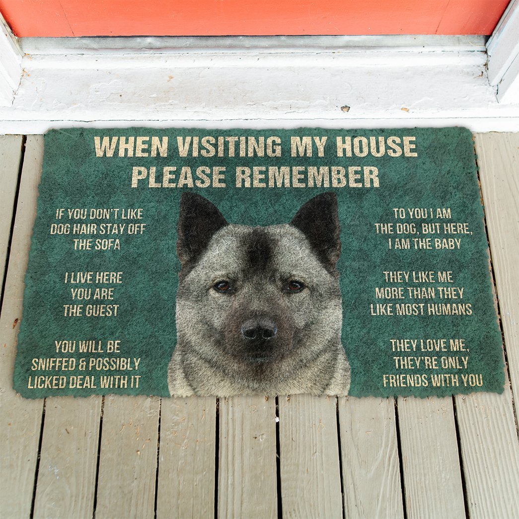3D Please Remember Norwegian Elkhound Dogs House Rules Doormat