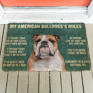 3D My American Bulldog's Rules Doormat