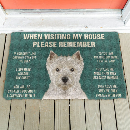 3D Please Remember West Highland White Terrier Dogs House Rules Doormat