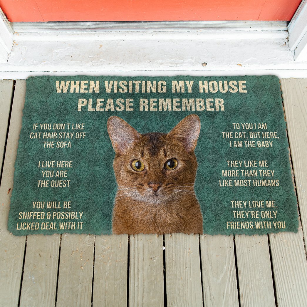 3D Please Remember Abyssinian Cats House Rules Doormat