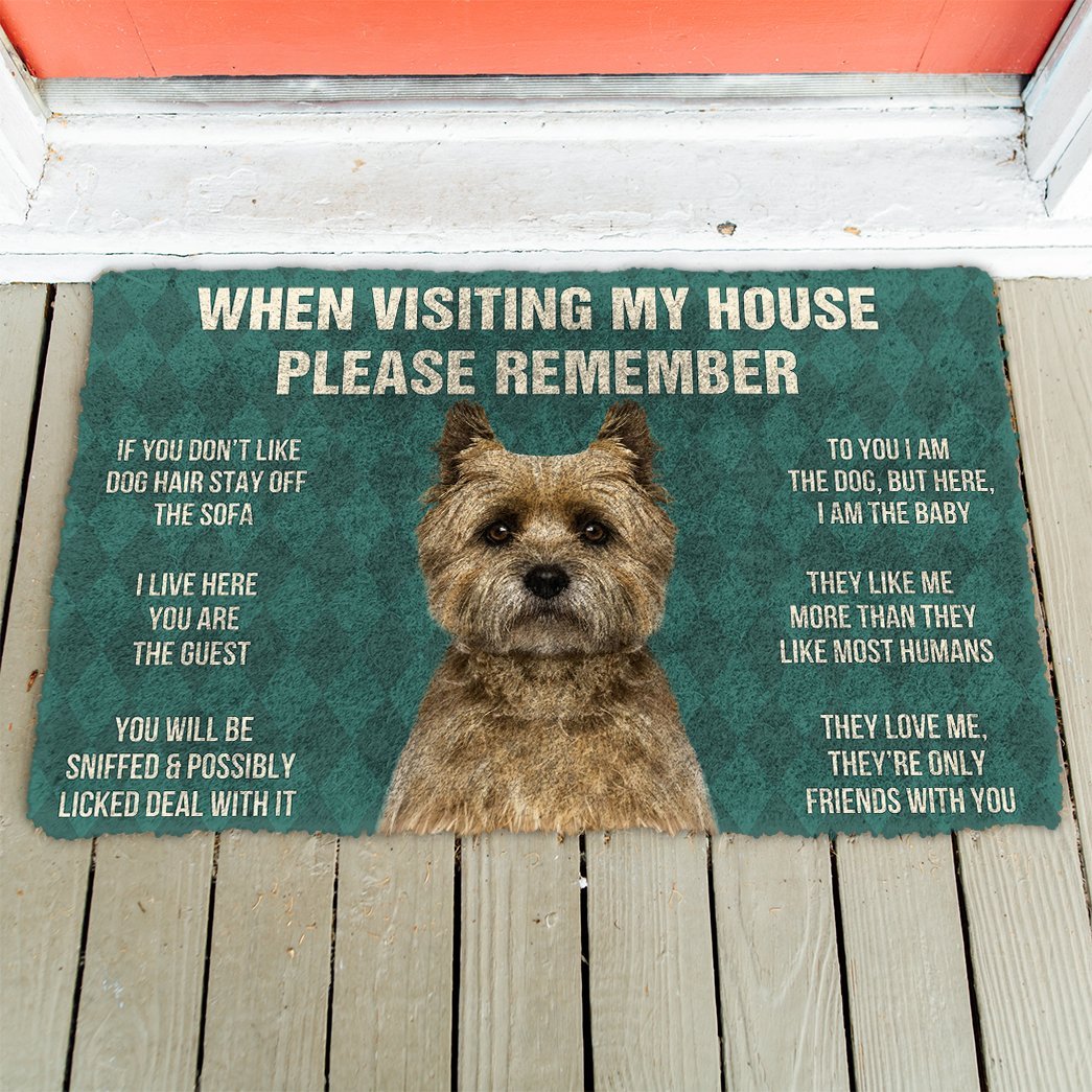 3D Please Remember Cairn Terrier Dogs House Rules Custom Doormat