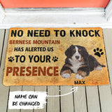 3D No Need To Knock Bernese Mountain Dog Custom Name Doormat