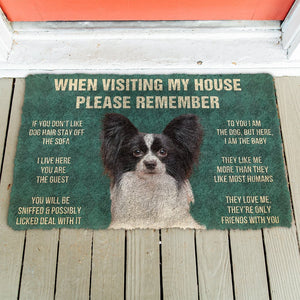 3D Please Remember Papillon Dogs House Rules Doormat