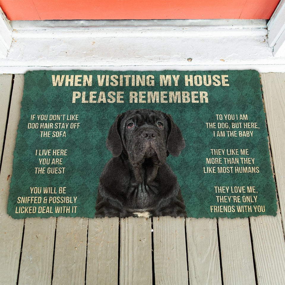 3D Please Remember Neapolitan Mastiff House Rules Custom Doormat