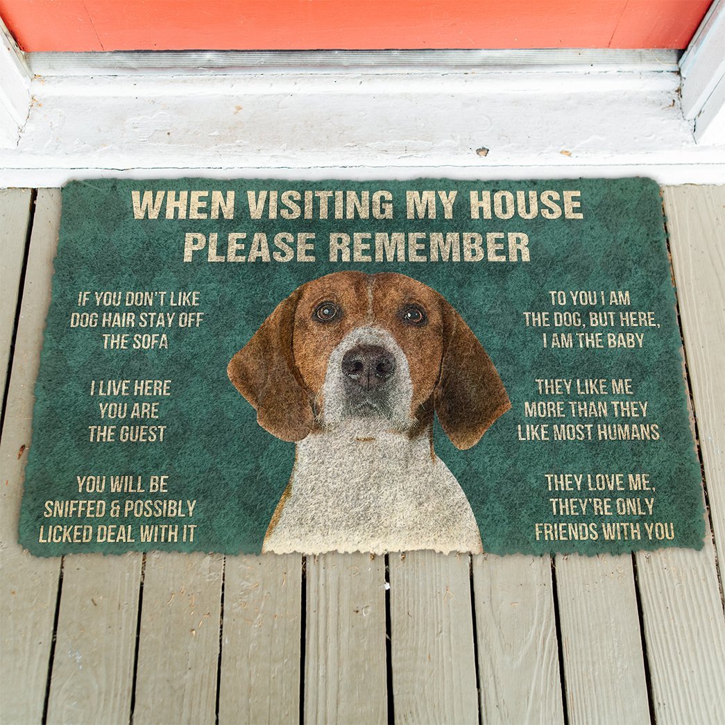 3D Please Remember English Foxhound Dogs House Rules Doormat