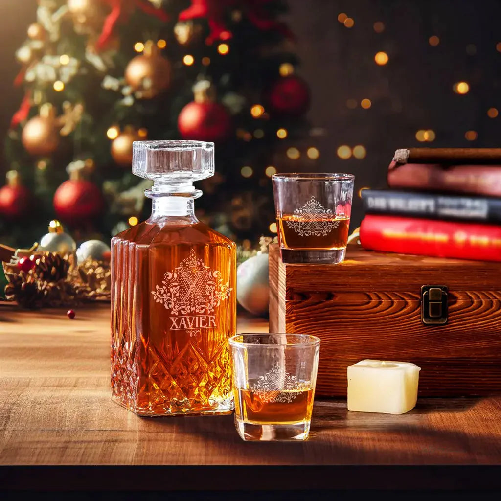 XAVIER Personalised Decanter Set, Premium Gift for Christmas to enjoy holiday spirit 5