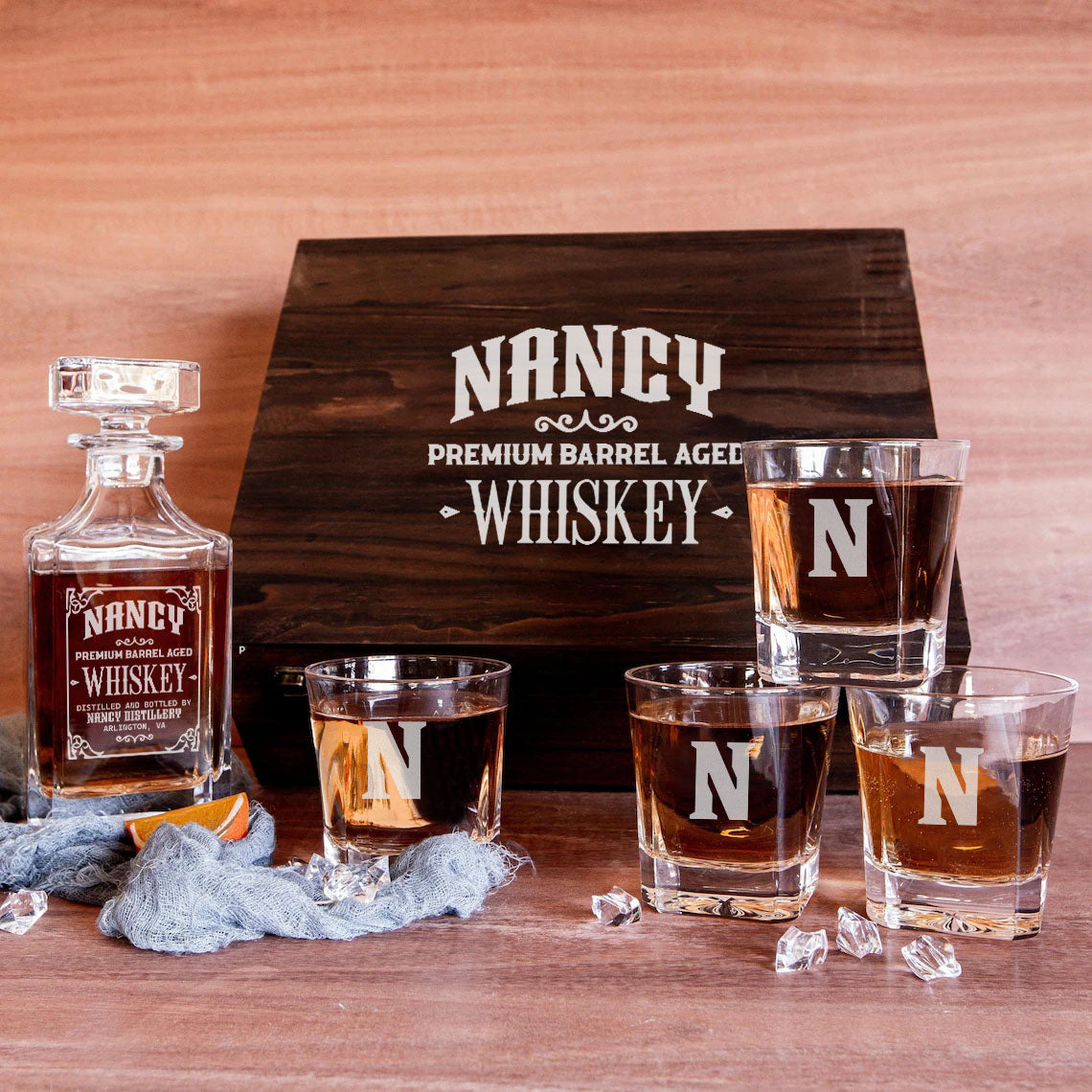NANCY Personalized Whiskey Decanter Set 6