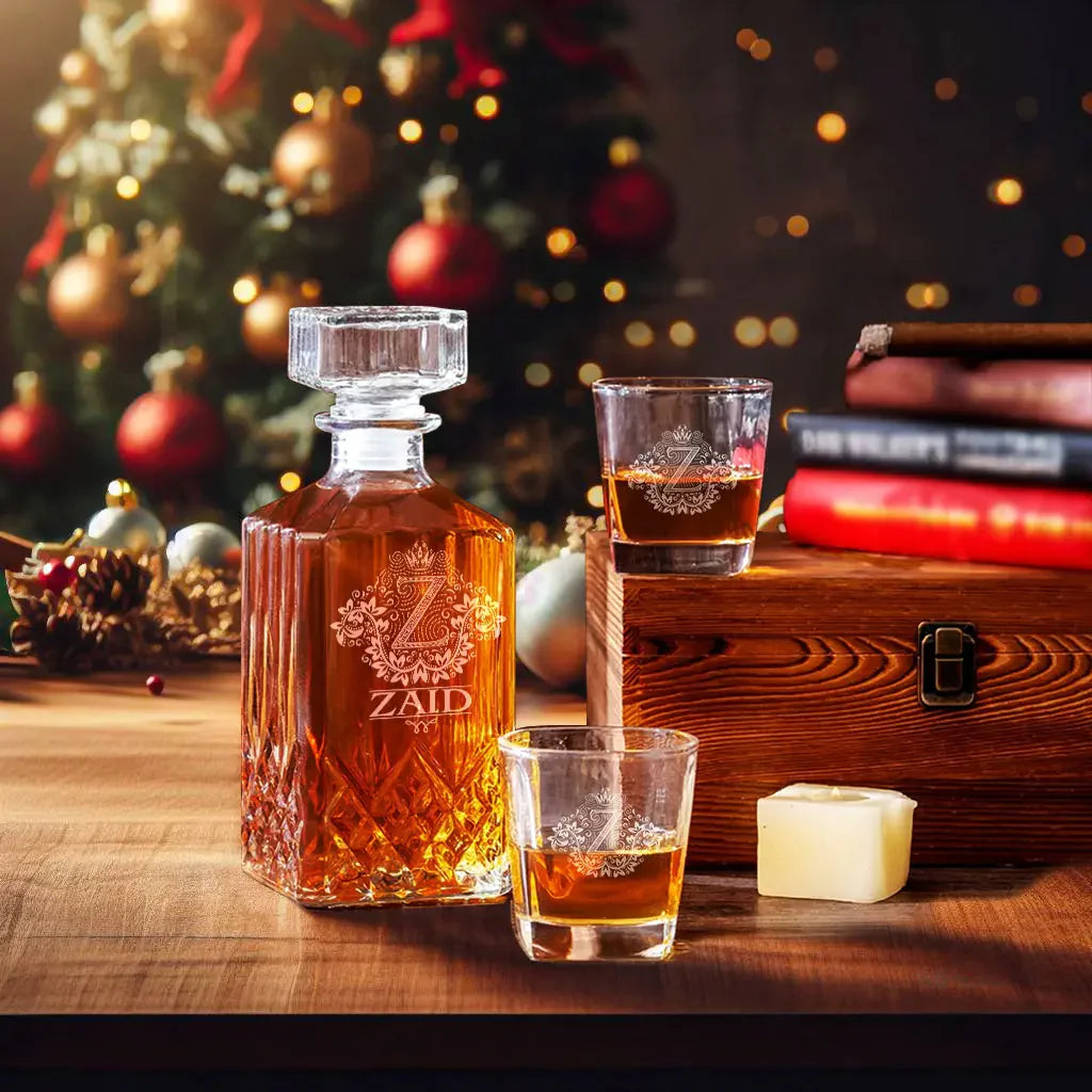 ZAID Personalised Decanter Set, Premium Gift for Christmas to enjoy holiday spirit 5