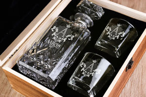 AARON Personalised Decanter Set wooden box and Ice 10