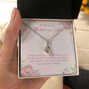 "The Woman Of My Dreams" Lovely Mother In Law Wedding Necklace Gift From Son-In-Law Alluring Beauty Pendant Jewelry Box