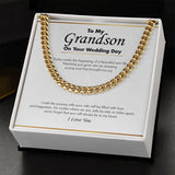 "Beautiful New Life" Grandson Wedding Necklace Gift From Grandparents Grandma Grandpa Cuban Link Chain Jewelry Box