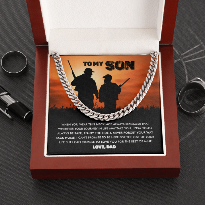 To My Son - Never Forget Your Way Back Home - Cuban Link Chain Necklace