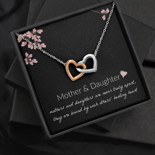 Mother and Daughter Necklace - Mother and Daughter Are Never Truly Apart, Gift for Mother and Daughter Interlocking Hearts Necklace - XL051Y