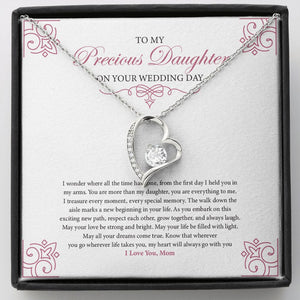 "Treasure Every Moment" Precious Daughter Wedding Day Necklace Gift From Mom Forever Love Pendant Jewelry Box