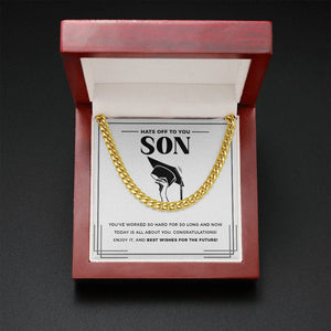 "Worked So Hard" Son Graduation Necklace Gift From Mom Dad Parents Cuban Link Chain Jewelry Box