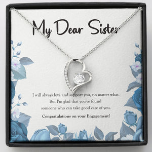 "Glad That You've Found" Sister Engagement Necklace Gift From Sis Brother Forever Love Pendant Jewelry Box
