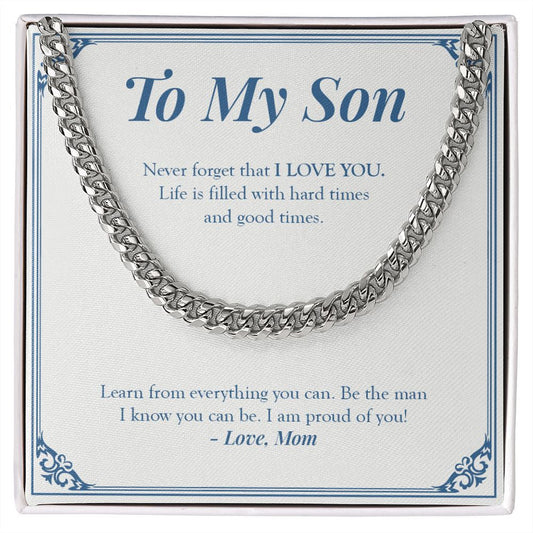 "The Man I Know You Can Be" Son Necklace Gift From Dad Cuban Link Chain Jewelry Box Birthday Christmas Graduation Wedding