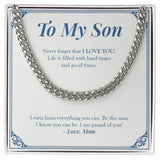 "The Man I Know You Can Be" Son Necklace Gift From Dad Cuban Link Chain Jewelry Box Birthday Christmas Graduation Wedding