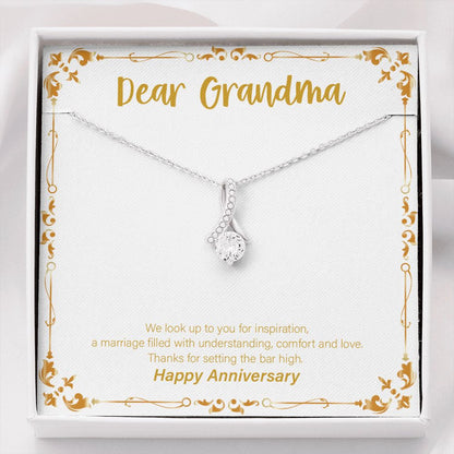 "Marriage Filled With Love" Grandmother Wedding Anniversary Necklace Gift From Granddaughter Grandson Alluring Beauty Pendant Jewelry Box