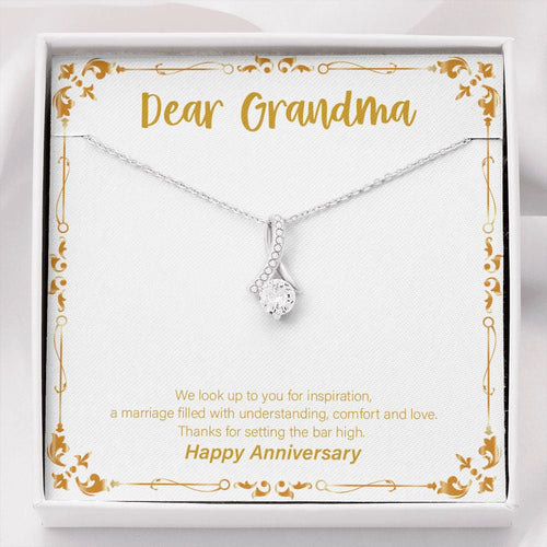 "Marriage Filled With Love" Grandmother Wedding Anniversary Necklace Gift From Granddaughter Grandson Alluring Beauty Pendant Jewelry Box