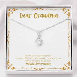 "Marriage Filled With Love" Grandmother Wedding Anniversary Necklace Gift From Granddaughter Grandson Alluring Beauty Pendant Jewelry Box