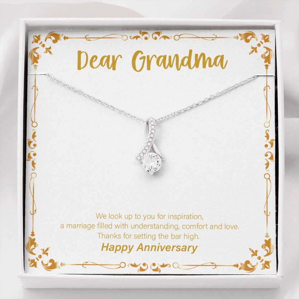 "Marriage Filled With Love" Grandmother Wedding Anniversary Necklace Gift From Granddaughter Grandson Alluring Beauty Pendant Jewelry Box