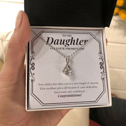 "New Height Of Success" Daughter Promotion Necklace Gift From Mom Dad Alluring Beauty Pendant Jewelry Box