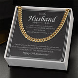 "Love You Longer" Husband Silver Wedding Anniversary Necklace Gift From Wife Cuban Link Chain Jewelry Box