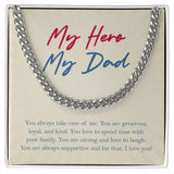 "Strong And Love To Laugh" Hero Dad Necklace Gift From Daughter Son Cuban Link Chain Jewelry Box Christmas Birthday Thanksgiving New Year