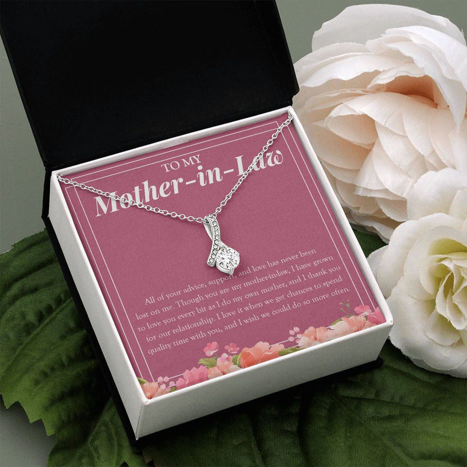 "Love You As My Own Mom" Mother In Law Necklace Gift From Daughter-In-Law Son-In-Law Alluring Beauty Pendant Jewelry Box Birthday Christmas Thanksgiving Anniversary