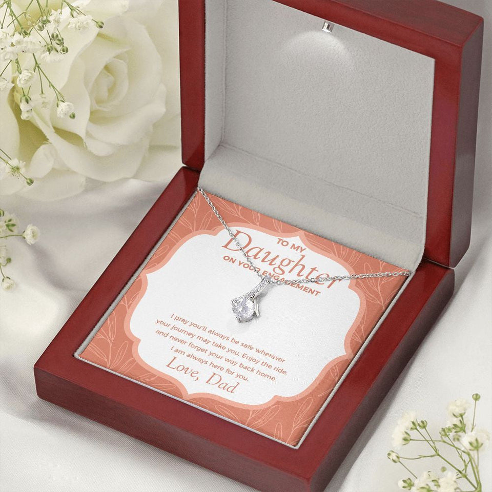 "Way Back Home" Daughter Engagement Necklace Gift From Dad Mom Parents Alluring Beauty Pendant Jewelry Box