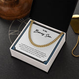 "Privilege Of Being An Extra-Mom" Bonus Son Necklace Gift From Mom Dad Cuban Link Chain Jewelry Box Birthday Graduation Christmas New Year