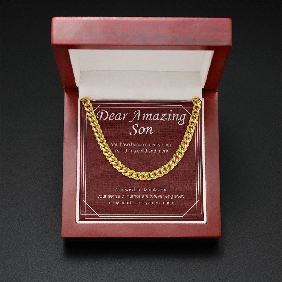 "Everything I Asked In A Child" Amazing Son Necklace Gift From Mom Dad Cuban Link Chain Jewelry Box Christmas Birthday Graduation Thanksgiving