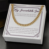 "Excited For Your Future" Incredible Son Necklace Gift From Mom Dad Cuban Link Chain Jewelry Box Birthday Graduation Christmas Wedding