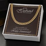 "Sunsets And Dreams" Husband 15th Wedding Anniversary Necklace Gift From Wife Cuban Link Chain Jewelry Box