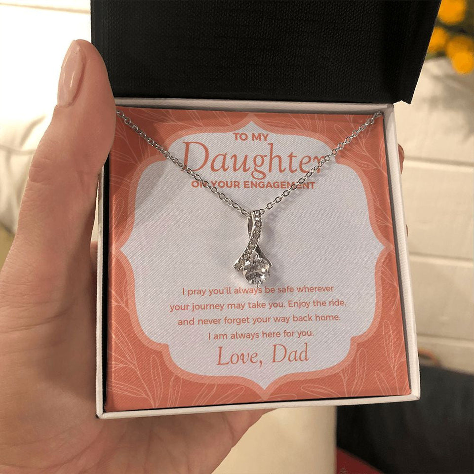 "Way Back Home" Daughter Engagement Necklace Gift From Dad Mom Parents Alluring Beauty Pendant Jewelry Box